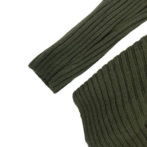 Per Se Cardigan Sweater Womens Small Dark Green Knit 100% Merino Wool Open Front - Picture 5 of 14